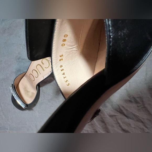 Gucci— Madelyn Malaga Crystal Square G Leather Mules 35 / 36 Block Heel - Picture 7 of 16